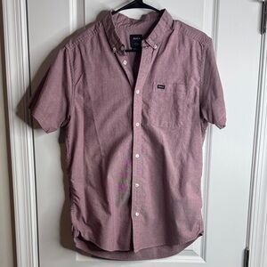 RVCA Men's Burgundy Casual Button Down Shirt